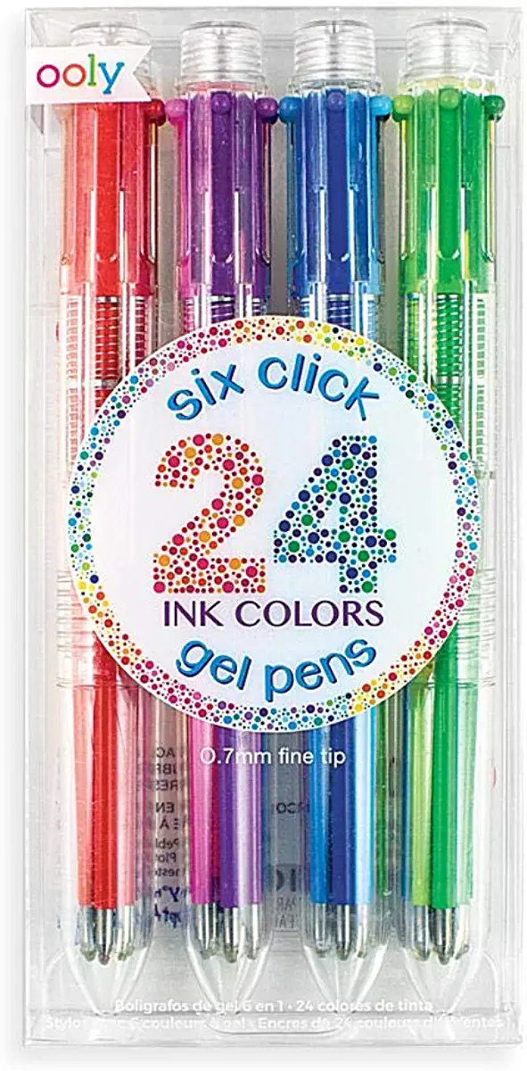 Six Click Gel Pens - Set of 4