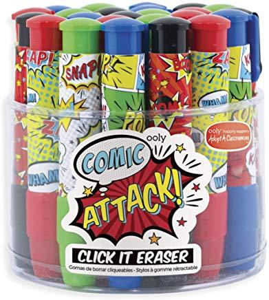 Spa; Frenaclick It Erasers - Tub of 24 -: Clickit - Comic Attack Erasers (Tub of 24)