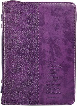 Bible Cover Xlarge Luxleather Purple/Faith