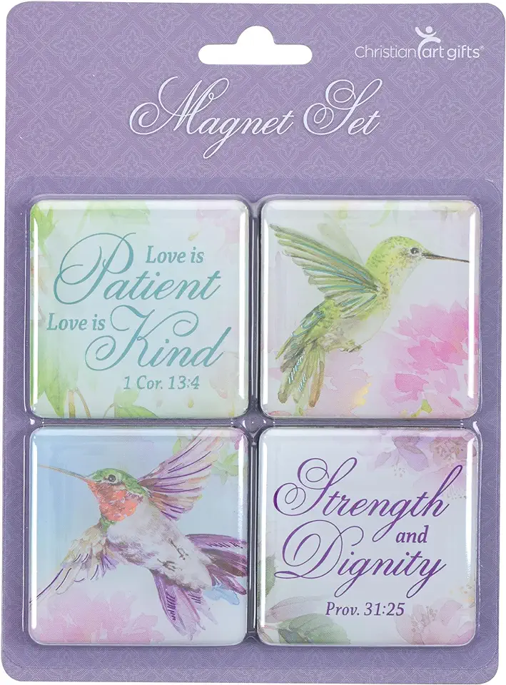 Christian Art Gifts Inspirational Refrigerator Scripture Magnet Set for Women: Encouraging Bible Verses & Multicolor Floral Designs with Hummingbirds,