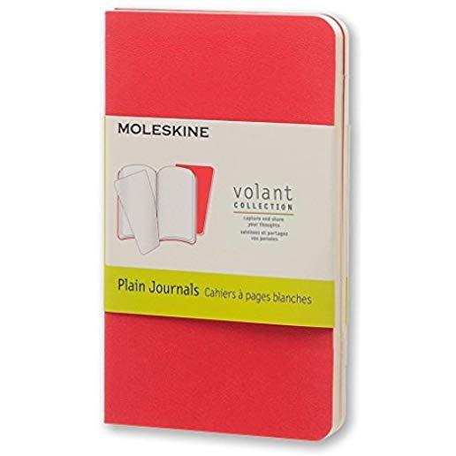 Moleskine Volant Journal (Set of 2), Extra Small, Plain, Geranium Red, Scarlet Red, Soft Cover (2.5 X 4)
