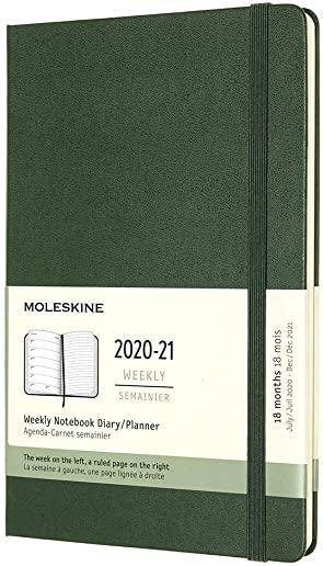 Moleskine 2020-21 Weekly Planner, 18m, Large, Myrtle Green, Hard Cover (5 X 8.25)