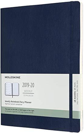 Moleskine 2019-20 Weekly Planner, 18m, Extra Large, Sapphire Blue, Soft Cover (7.5 X 9.75)