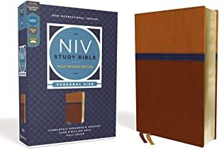 NIV Study Bible, Fully Revised Edition, Personal Size, Leathersoft, Brown/Blue, Red Letter, Comfort Print