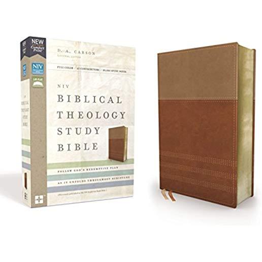 NIV, Biblical Theology Study Bible, Imitation Leather, Tan/Brown, Comfort Print: Follow God's Redemptive Plan as It Unfolds Throughout Scripture