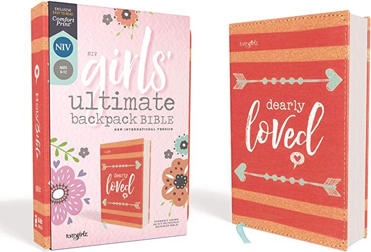 Niv, Girls' Ultimate Backpack Bible, Faithgirlz Edition, Compact, Flexcover, Coral, Red Letter Edition, Comfort Print