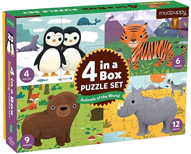 Animals of the World 4-In-A-Box Puzzle Set