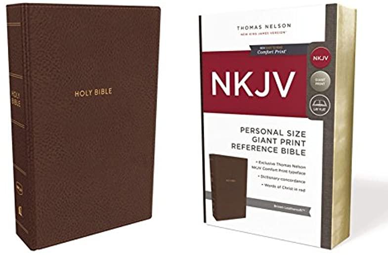 NKJV, Reference Bible, Personal Size Giant Print, Imitation Leather, Brown, Red Letter Edition, Comfort Print