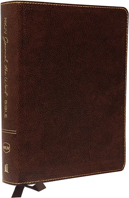 NKJV, Journal the Word Bible, Bonded Leather, Brown, Red Letter Edition, Comfort Print: Reflect, Journal, or Create Art Next to Your Favorite Verses