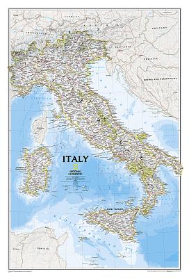 National Geographic: Italy Classic Wall Map (23.25 X 34.25 Inches)