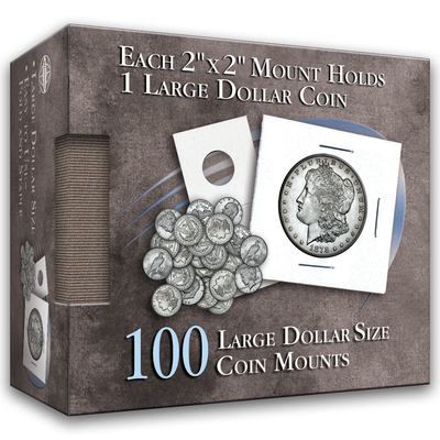 Large Dollar 2x2 Coin Mounts Cube 100 Count