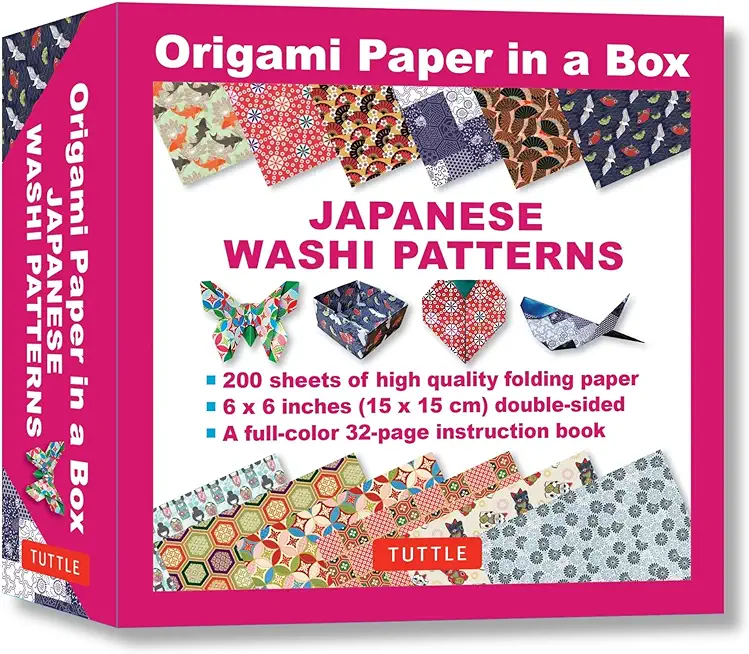 Origami Paper in a Box - Japanese Washi Patterns: 200 Sheets of Tuttle Origami Paper: 6x6 Inch Origami Paper Printed with 12 Different Patterns: 32-Pa