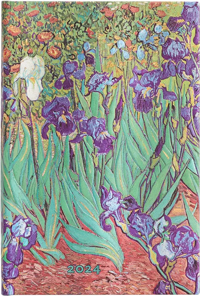 Paperblanks 2024 Weekly Planner Van Gogh Irises Van Gogh Irises 12-Month Mini Horizontal Elastic Band 160 Pg 100 GSM