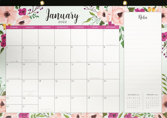 2022 Floral Desk Calendar Pad (12-Month Calendar with Bonus Stickers)