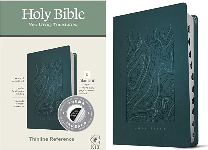 NLT Thinline Reference Bible, Filament Enabled Edition (Red Letter, Leatherlike, Teal Blue, Indexed)