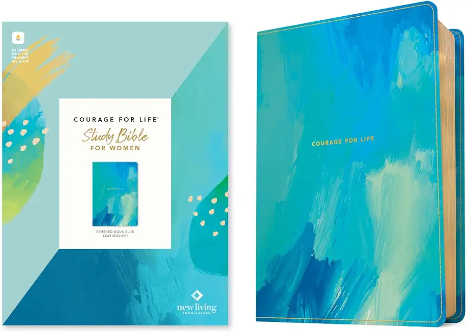 NLT Courage for Life Study Bible for Women (Leatherlike, Brushed Aqua Blue, Filament Enabled)