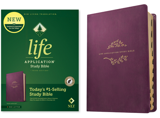 NLT Life Application Study Bible, Third Edition (Red Letter, Leatherlike, Purple, Indexed)