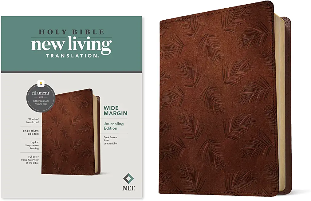 NLT Wide Margin Bible, Filament Enabled Edition (Red Letter, Leatherlike, Dark Brown Palm)
