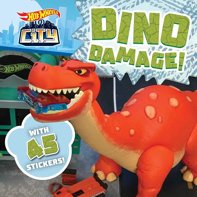 Hot Wheels City: Dino Damage!: Car Racing Storybook with 45 Stickers for Kids Ages 3 to 5 Years