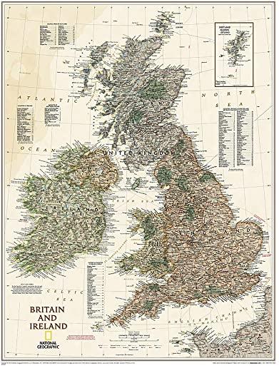 National Geographic: Britain and Ireland Executive Wall Map (23.5 X 30.25 Inches)