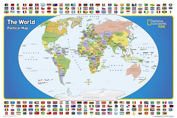 National Geographic: The World for Kids in Gift Box Wall Map (36 X 24 Inches)