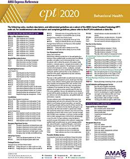 CPT 2020 Express Reference Coding Card: Behavioral Health