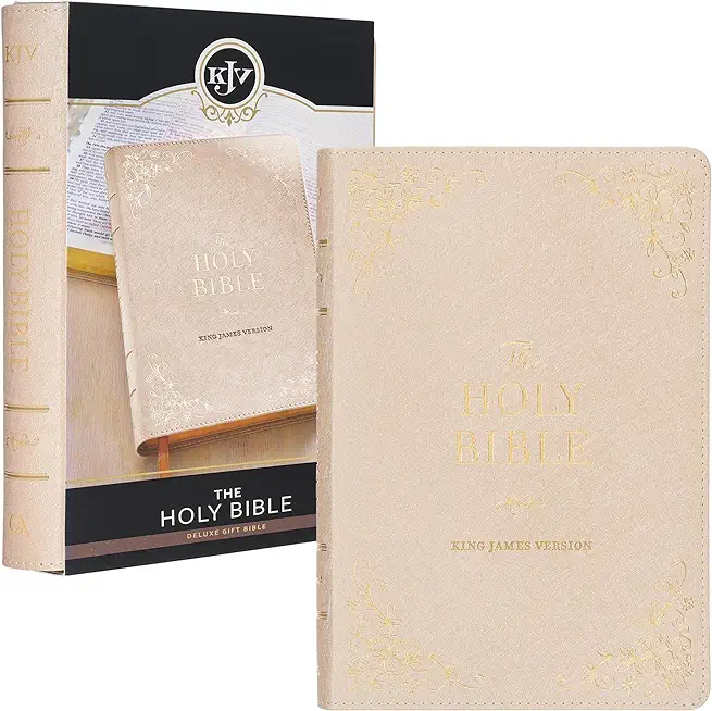 KJV Holy Bible, Standard Size Faux Leather Red Letter Edition Thumb Index, Ribbon Marker, King James Version, Pearlescent Taupe