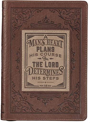 Journal Classic Zippered Luxleather a Man's Heart - Prov 16:9