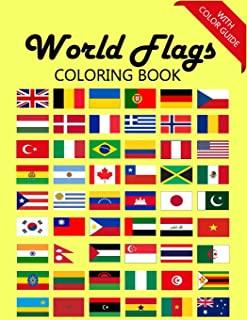 World Flags Coloring Book: Awesome book for kids to learn about flags and geography - Flags with color guides and brief introductions about the c