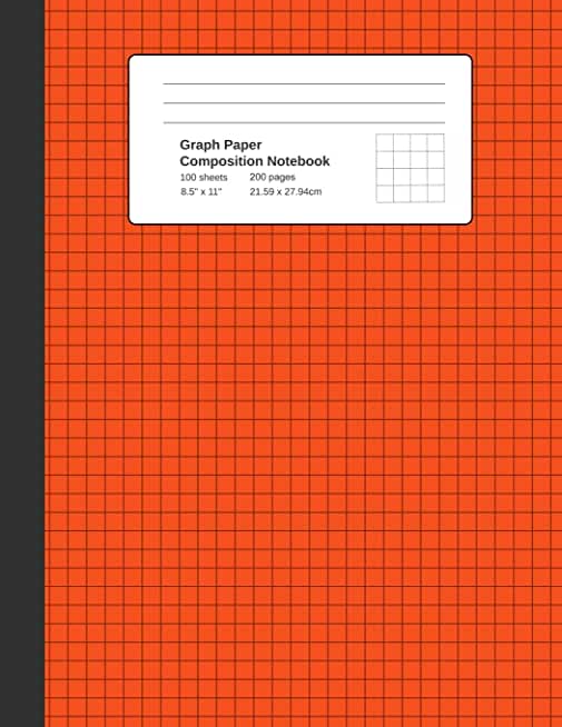Graph Paper Composition Notebook: Orange, Grid Paper Notebook, Quad Ruled, 4 Square Per Inch (4x4), 100 Sheets, 200 pages (Large, 8.5 x 11)