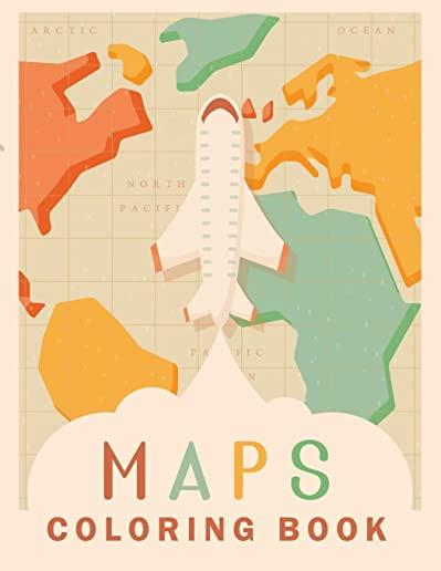 Maps Coloring Book: World Geography Workbook, Geography Coloring Book