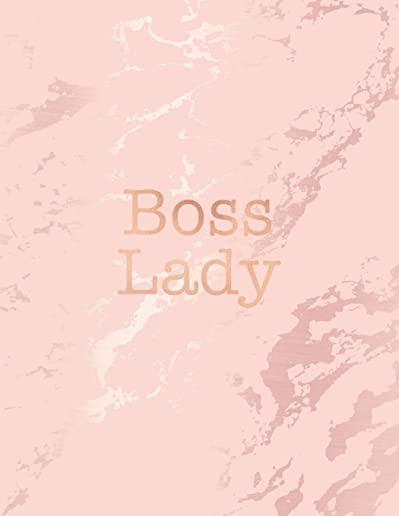 Boss Lady: Inspirational Quote Notebook, Soft Pink Marble and Rose Gold - 8.5 x 11, 120 Wide Ruled Pages
