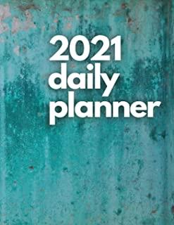 Large 2021 Daily Planner, Turquoise Edition: 12 Month Organizer, Agenda for 365 Days, One Page Per Day, Hourly Organizer Book for Daily Activities and