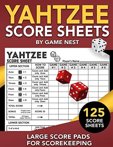 Yahtzee Score Sheets: 125 Large Score Pads for Scorekeeping 8.5 x 11 Yahtzee Score Cards