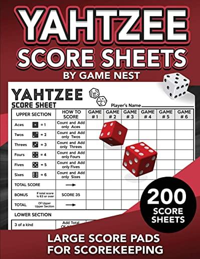 Yahtzee Score Sheets: 200 Large Score Pads for Scorekeeping 8.5 x 11 Yahtzee Score Cards