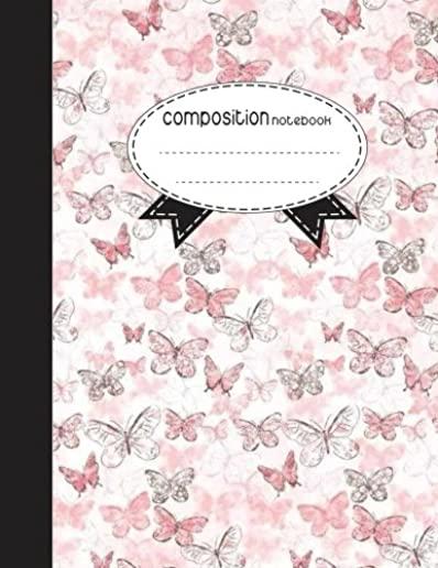 Composition Notebook, 8.5 x 11, 110 pages: Cute pink Butterflies: (School Notebooks)