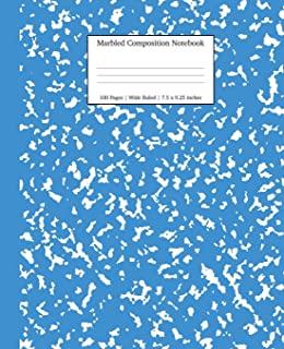 Marbled Composition Notebook: Blue Marble Wide Ruled Paper Subject Book