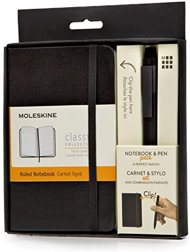 Moleskine Classic Notebook and Pen Pack (Hard Cover, Pocket, Ruled Notebook and Fine 0.5 MM Pen, Black)